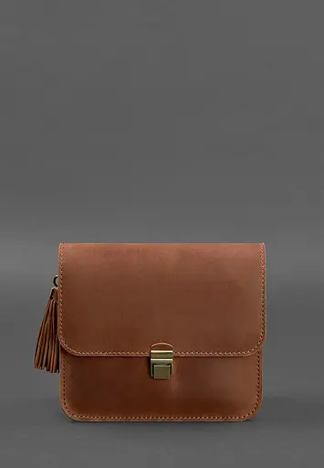 Шкіряна жіноча бохо-сумка Лілу світло-коричнева Crazy Horse - фото 6