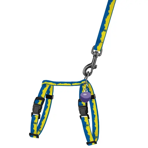 Шлея з повідцем для котів та дрібних собак Барксі Urban патріотична розмір XXS Прапор