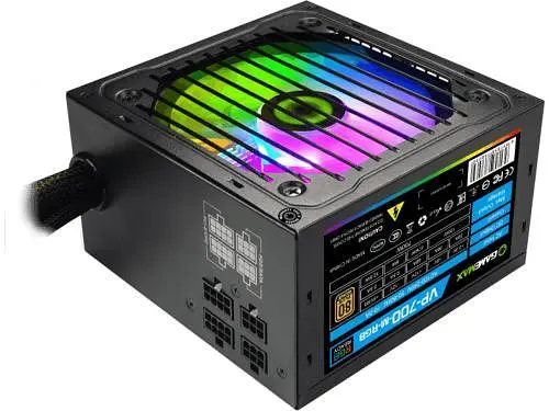 Блок питания 700 Вт, GameMax VP-700 RGB, черный, полумодульный, 80+ Bronze, Active PFC, 12 см, 3xMolex/5xSATA/2x2+6-pin - фото 1