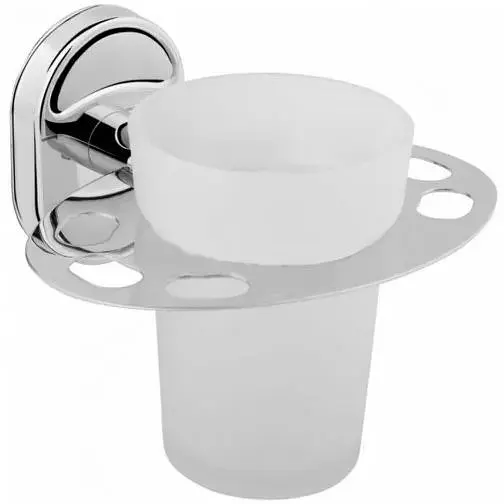 Склянка з тримачем Frap скло для зубних щіток F1906-1 1/80 хром - фото 1