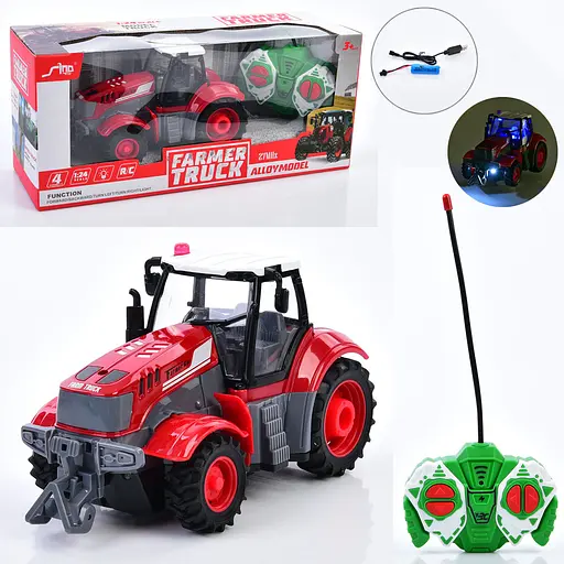 Трактор радіокерований, 21.5 см, на акумуляторі, світло, гумові колеса