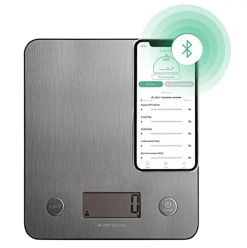 Ваги кухонні Liberton LKS-0713 Smart, Steel, до 5 кг, дисплей, синхронізація через Bluetooth, тарокомпенсація, автовідключення, індикатор перевантаження, батарейка: 3*ААА у комплекті - фото 2