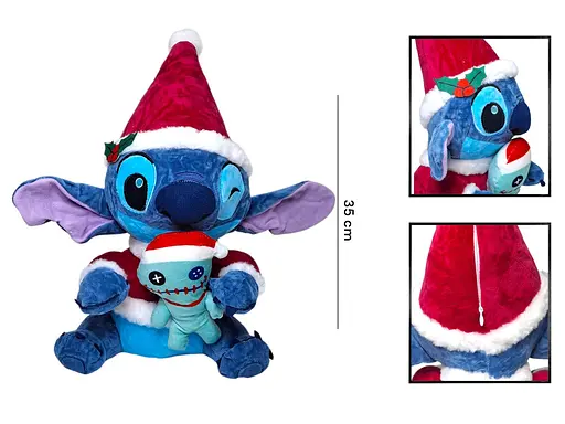 М'яка іграшка "Стіч новорічний з лялькою" розмір 35см