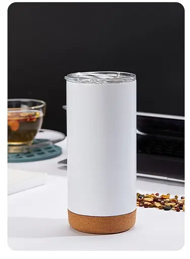 Склянка з корковим дном 480 мл White із нержавіючої сталі з подвійними стінками - фото 6