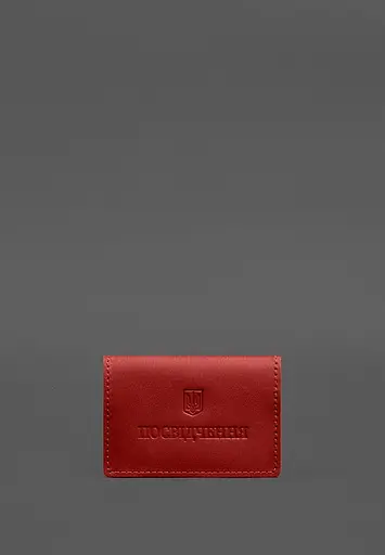 Кожаная обложка для пенсионного удостоверения красная - фото 2