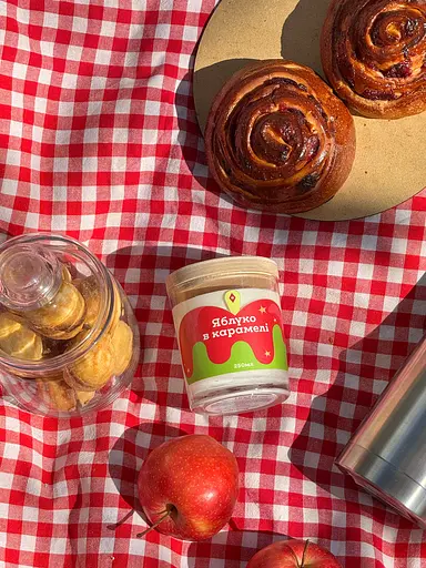 Свічка Яблуко в карамелі 250 мл, 30 год Стандартні (250мл) Соєвий віск - фото 6