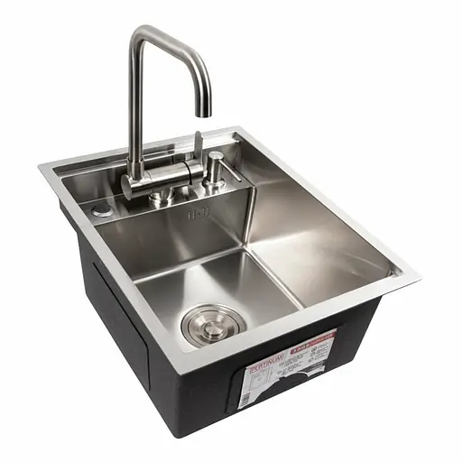 Кухонна мийка CM 40x50 прихована нержавійка Platinum Handmade, Нержавіюча сталь - фото 5