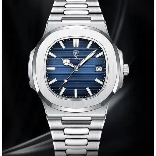 Мужские наручные часы Poedagar Great (Серебристые с синим) - фото 5
