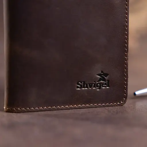 Мужской кожаный кошелек Shvigel 8.5х17.5 см acs0016099 - фото 9