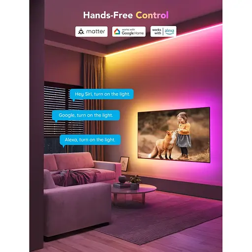 Світлодіодна стрічка Govee H100E LED Compatible extension of H61E1, 1.0m, RGBIC , WI-FI/Bluetooth, white (H100E0D1) - фото 7