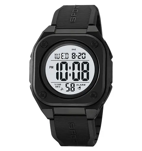 Годинник чоловічий наручний спортивний Skmei 2160 (Чорний з білим циферблатом)