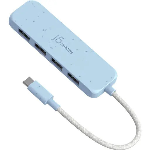 USB-хаб j5create JCH341EC-N USB-C на 4 USB-A, голубой (JCH341EC-N) - фото 2