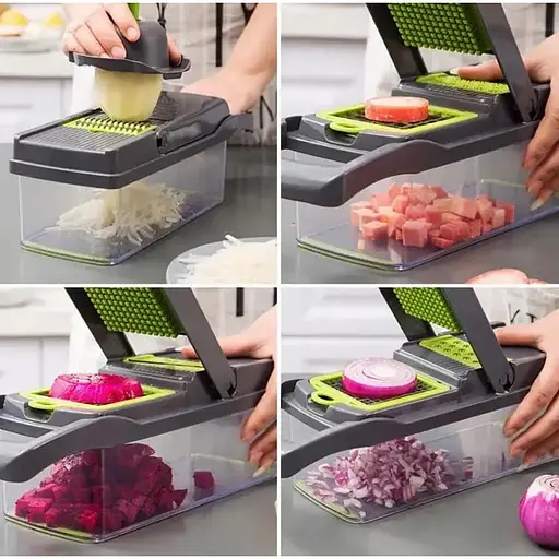 Мультислайсер 14 в 1 KitchenAid Kitchen Ideas Veggie Slicer HA-347 ручна багатофункціональна овочерізка з контейнером - фото 8