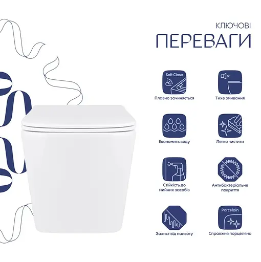 Унитаз подвесной Qtap Tern Ultra Quiet, с сиденьем Slim Duroplast/Soft-close/Quick Release QT17332303AW - фото 2