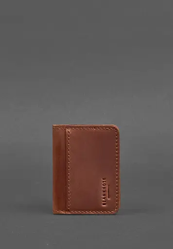 Кожаная обложка для ID-паспорта и водительского заседания 4.0 светло-коричневая Crazy Horse - фото 2