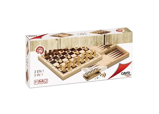 Настольная игра CAYRO 3 в 1 (шахматы, шашки, нарды) (поле 29х29 см) (648)
