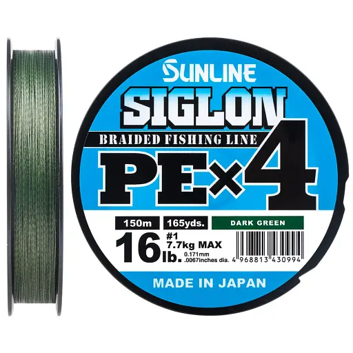 Шнур Sunline Siglon PE х4 300 м (темн-зел.) 1.5/0.209 мм 25 lb/11.0 кг