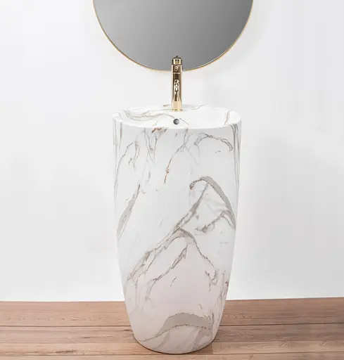 Умивальник Rea Anya lava matt напольний REA-U5803, Мармур - фото 6