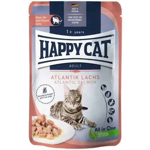 Влажный корм Happy Cat Beutel Culinary A-Lachs кусочки в соусе для кошек с атлантическим лососем 85 г