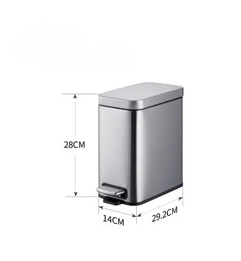 Мусорное ведро Mixxus Premium Quadro-TC0105 SS Color с плавным закрытием прямоугольное 5 л нержавейка (MI7062)  - фото 4