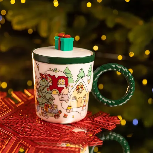 Чашка фарфоровая Подарок 400 мл с крышкой Yiwu FM-CS-36C - фото 2