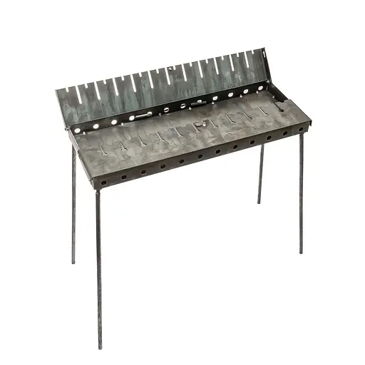 Розкладний розбірний мангал валіза дворівневий на 12 шампурів, Wood&Steel Чорний 82024 - фото 4