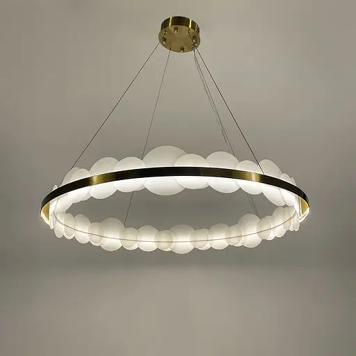 Подвесная люстра с латунным кольцом и матовыми кругами Ø 80 см | Ст. D 1005–800 | Line F - фото 4