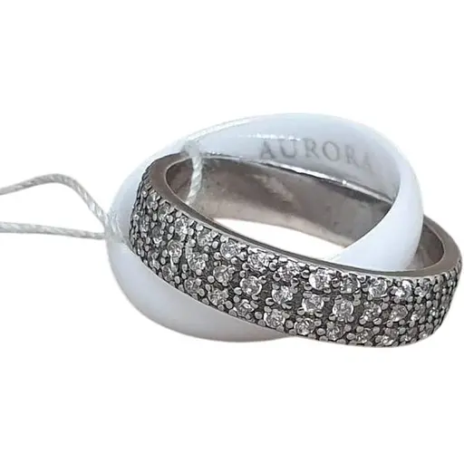 Серебряное кольцо Aurora с керамикой и фианитами. С1109Б 17,5