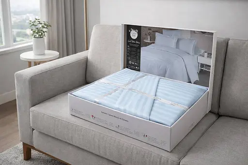 Комплект постельного белья евро 200х220 сатин голубой TC303376209 - фото 2