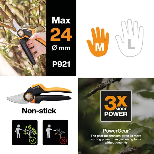 Секатор Fiskars X-series P921 до 24 мм Bypass до 24 мм (1057173) - фото 2