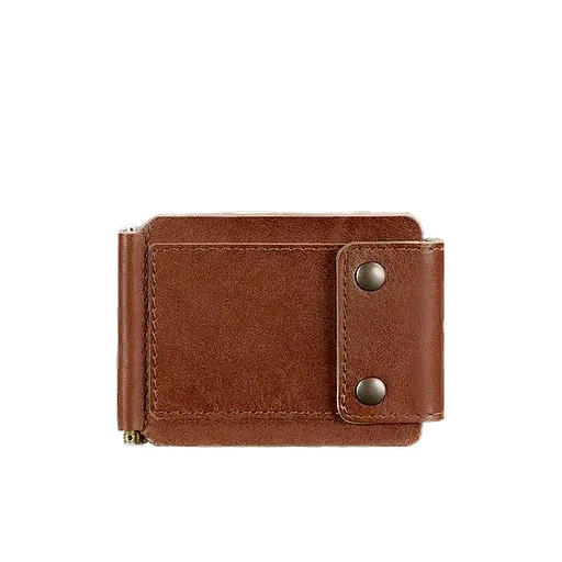 Мужской кожаный портмоне светло-коричневый 10.0 зажим для денег - фото 9