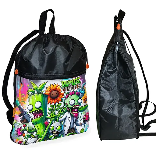 Рюкзак-мішок для взуття, спортивної форми Рослини Проти Зомбі дитяча сумка для змінки з розширювачем (01372)