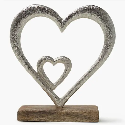 Декор алюмінієвий MBM HOME Серце на підставці срібний 135x50х135 мм (DH-ST-38 M SILVER) - фото 1