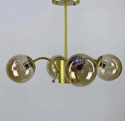 Стельова люстра на 4 або 6 плафони в корпусі золотистого кольору Line.F Кількість ламп 6 - фото 3