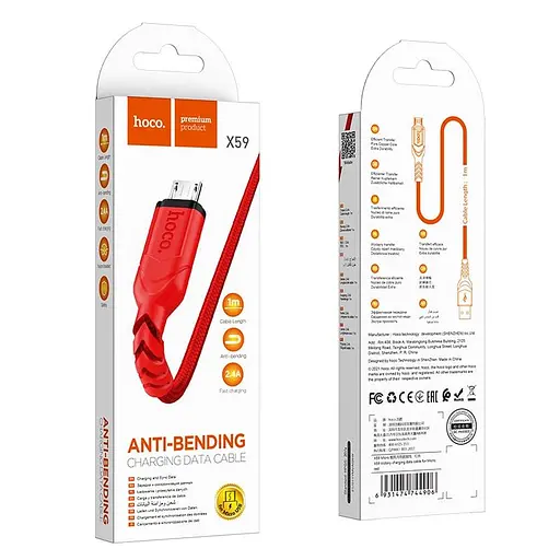 Кабель Hoco Micro USB Victory charging data cable X59 1 м 2.4A - фото 2