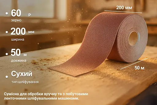 Наждачний папір Alloid Building Tools на тканинній основі 200 мм х 50м зерно 60 (SP-20050060) - фото 5