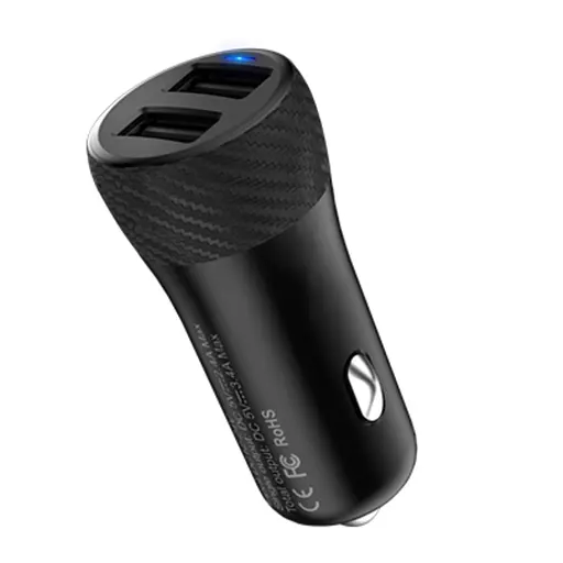 Автомобільний зарядний пристрій Hoco Z21 2 USB чорний - фото 5