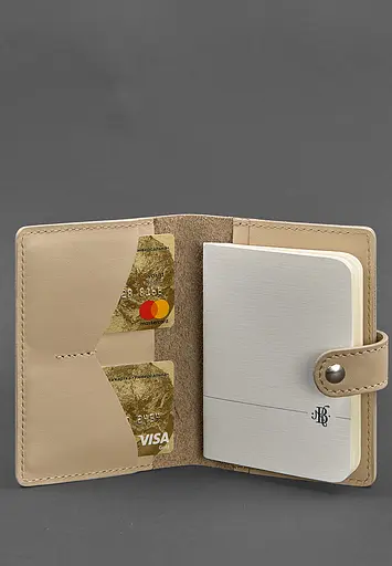 Кожаная обложка для паспорта 3.0 светло-бежевая - фото 4