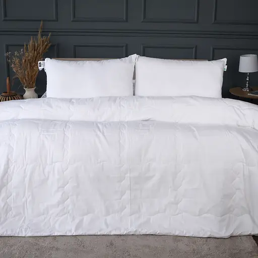 Летний постельный комплект MirSon Line Satin Light Pro Snow White Ecosilk Семейный (2200010972290)