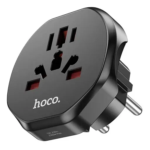 Сетевой адаптер HOCO AC6 Unimpeded universal conversion plug Black - фото 4