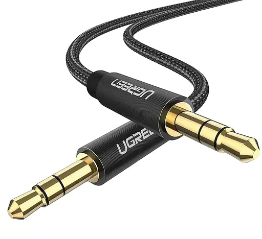 Аудіокабель UGREEN AV112 3.5mm Male to 3.5mm Male Cable Gold Plated Metal Case with Braid 1m (Black)(UGR-50361) - фото 2