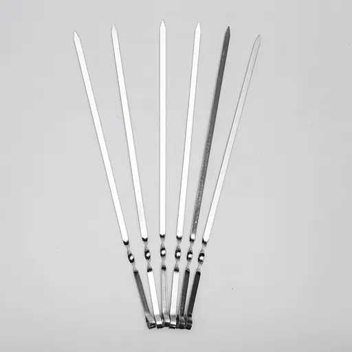 Набір шампурів Yiwu 6 штук із нержавіючої сталі 55x1 см для багаття мангала кемпінгу для барбекю шашлику грилювання BQ-19 - фото 2