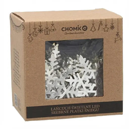 Гирлянда Chomik Перламутровые снежинки 10 LED теплый белый на батарейках (LED1020)