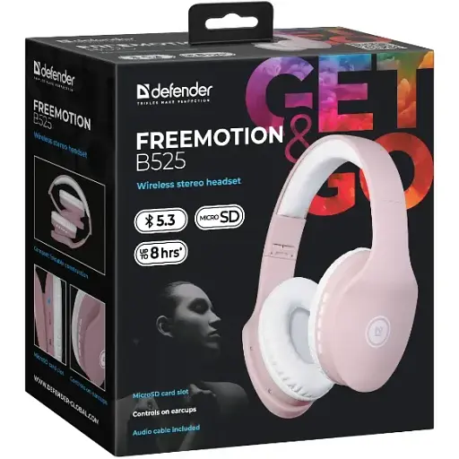 Гарнитура Defender FreeMotion B525 White/Pink (63528) (6787950) - фото 7