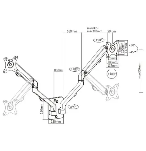 Кронштейн для монитора Gembird MA-WA2-01 - фото 6