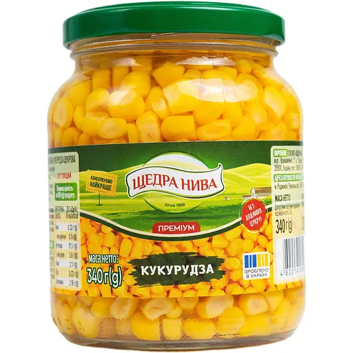 Кукурудза цукрова консервована Щедра нива Суперсолодка Преміум з цілих зерен вакуумована 340 г