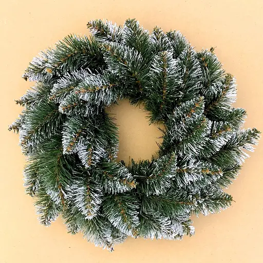 Вінок новорічний різдвяний Hvoya Elegant із штучної хвої зелений з білими кінчиками 40 см - фото 2