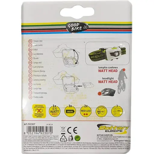 Ліхтар налобний світлодіодний Good Bike на батарейках 3 LED 3 режими (92307-IS) - фото 5