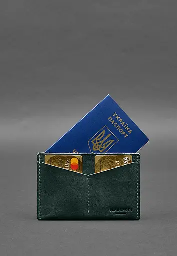 Кожаная обложка-органайзер для документов 6.2 зеленый краст - фото 4