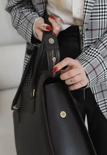 Жіноча шкіряна сумка Business темно-коричнева Краст - фото 10